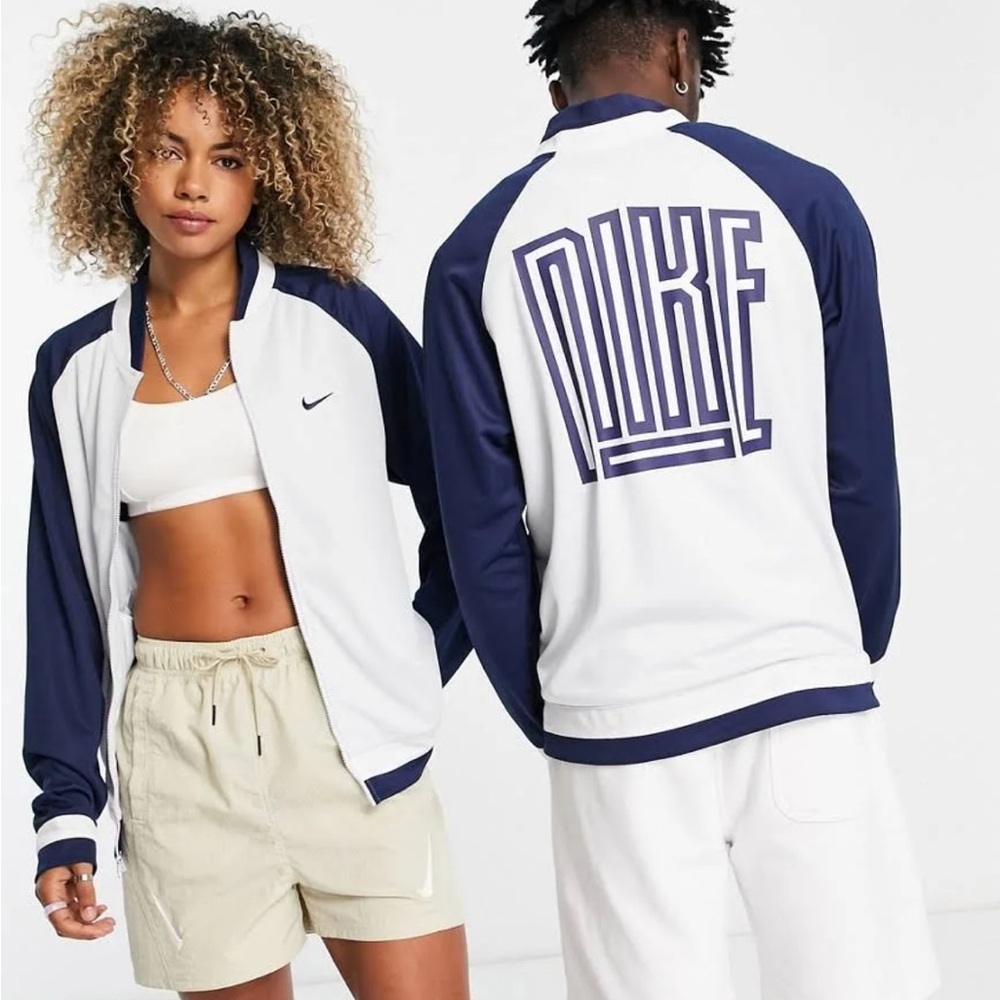 Nike Dri-FIT Basketball Jacket Spell-out Grey/Navy Men’s Size Large Unisex